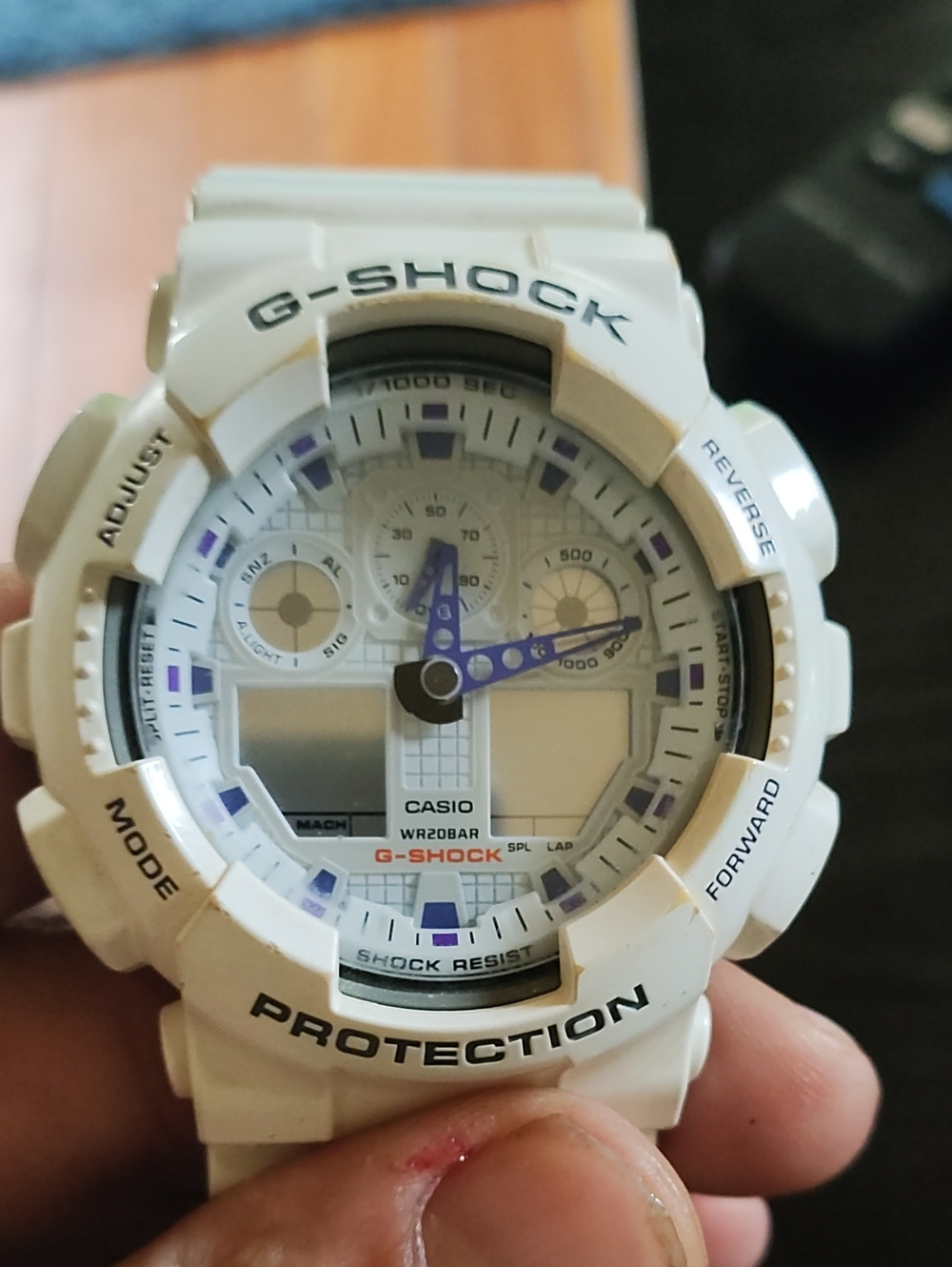 Casio G-Shock White Watch with Purple Accents
